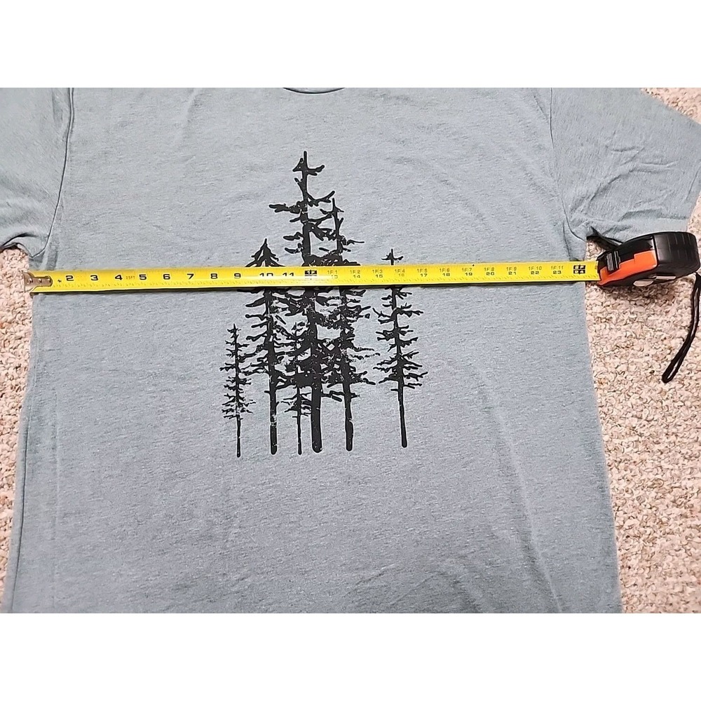 BeCause Tee Hemlock Forest Graphic T-Shirt XXL Blue Green Evergreen Trees New - Picture 3 of 13
